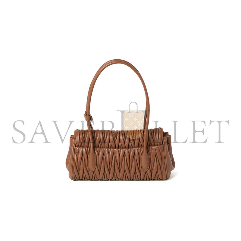 MIU MIU BLACK MATELASSÉ NAPPA LEATHER SHOULDER BAG 5BD265 (28*15*11cm)